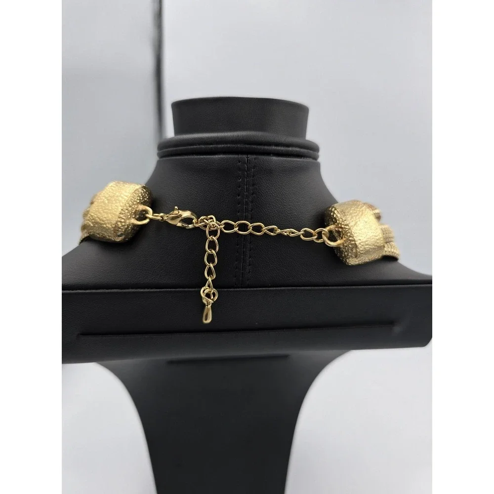 Vintage Multi-Strand Gold Tone Box Link Snake Chain‎ Statement Necklace